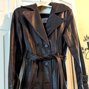 Pelle studio brown leather jacket trench coat